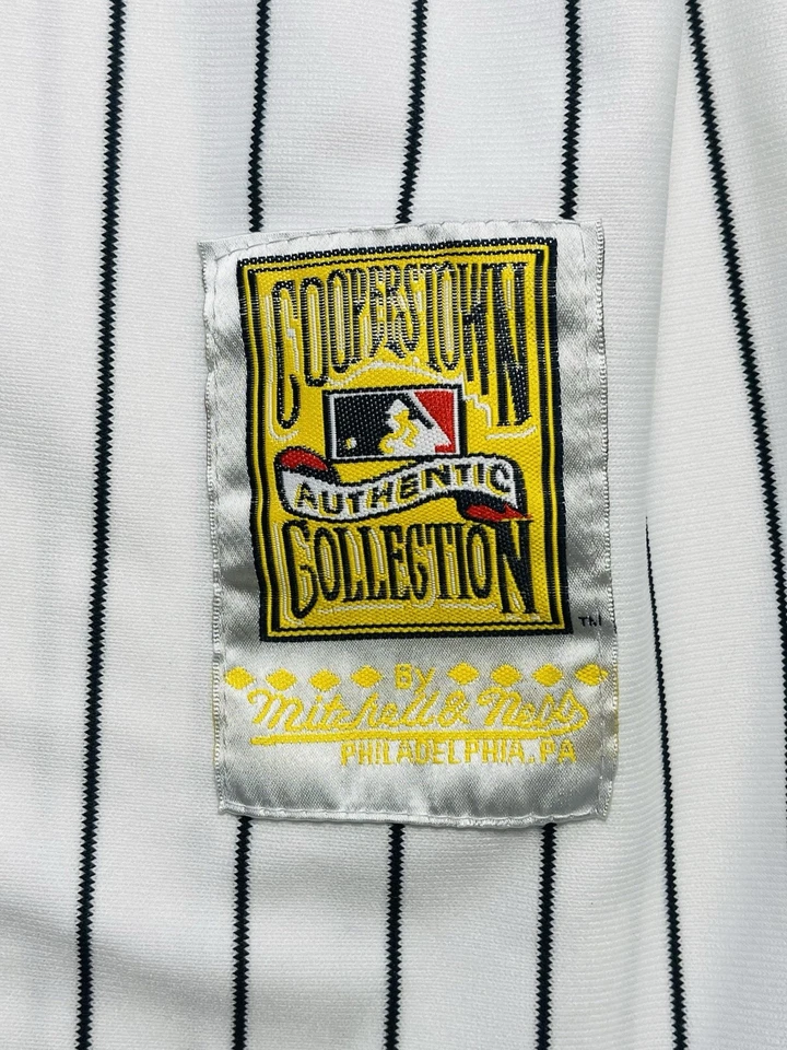 Camiseta deportiva Mickey Mantle 1951 New York Yankees clásica blanca a rayas mediana para hombre Foto 4 de 4