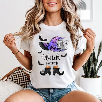 Dont Make Me Flip My Damen T-Shirt Hexe Halloween Geschenk für Sie