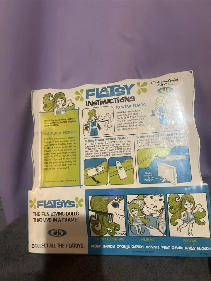 1968 Винтажная ИДЕАЛЬНАЯ Кукла Flatsy Poseable Filly Flatsy с Рамой  - Изображение 4 из 4