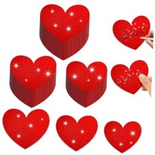 90 Pieces Glitter Paper Cutouts, 3 Sizes Papers, Red Decorations, Heart
