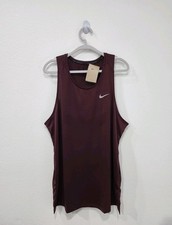 Nike DRI-FIT ADV Stride Running Tank Top Burgundy HV5210-652 Men  s Size Lrg Slim