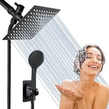 Black Shower Head with handheld Spray High Pressure 8 inch Rain Showerhead Combo