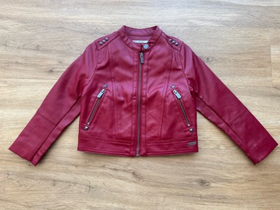 Lederjacke Jacke Pepe Jeans Biker Anise Rot Mädchen Kinder Kunstleder NEU 104 4J