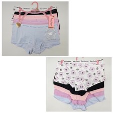 JUICY COUTURE 5 Pk Women's S L XL Cotton Logo Boy Shorts White Black Pink Blue