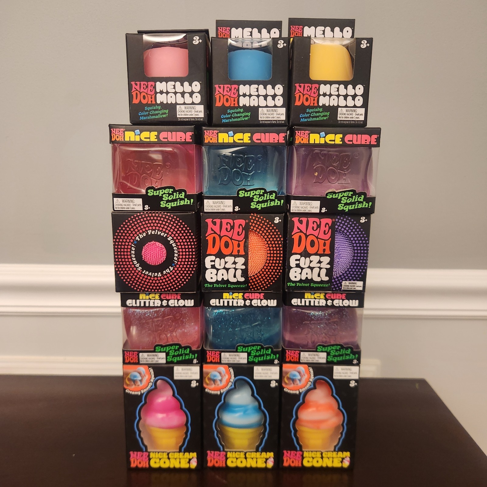 Needoh Nice Cube Ice Cream Cone Mello Mallo Glitter Glow All Colors Set of 15