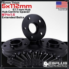 4 Pcs 15mm Volkswagen 5x112 57.1mm Hub Centric Spacer Fit Golfidjettapassat