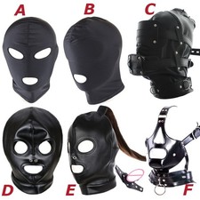 PU Leder Kopfmaske Bondage Fetisch Kopfhaube Maske Sklave Fesseln Schwarz BDSM