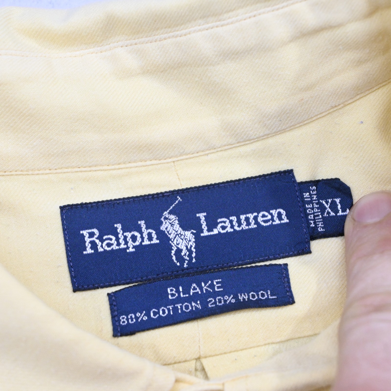 Polo Ralph Lauren Blake Dress Shirt Yellow Cotton Wool Long Sleeve Mens Size XL thumbnail 7