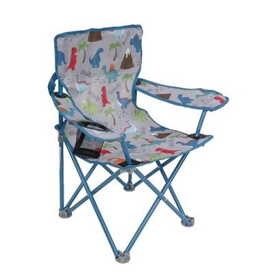 Kids Folding Camping Chair with Safety Lock Dinosaur Print Childrens Outdoor
