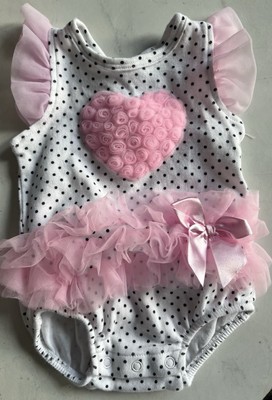 KYLE & DEENA Infant Girl's 1-Piece Pink, White & Black Dots w/Tutu - Size 0-3 M