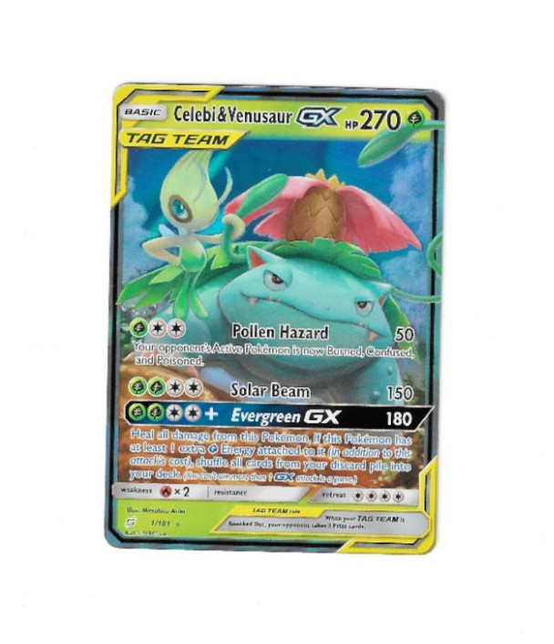 Pokemon Team Up Celebi & Venusaur GX 1/181 Ultra Rare Sun and Moon NRMT
