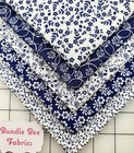 Fresh Navy & White Fat Quarter bundle of (5) New Quilting 100% Cotton