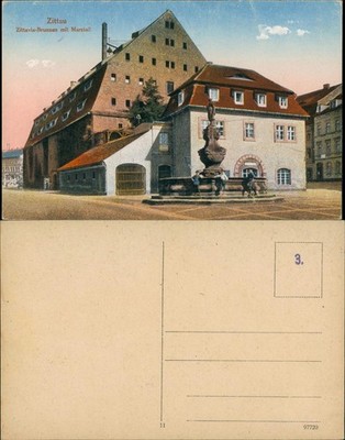 Ansichtskarte Zittau Zittavia-Brunnen mit Marstall 1914