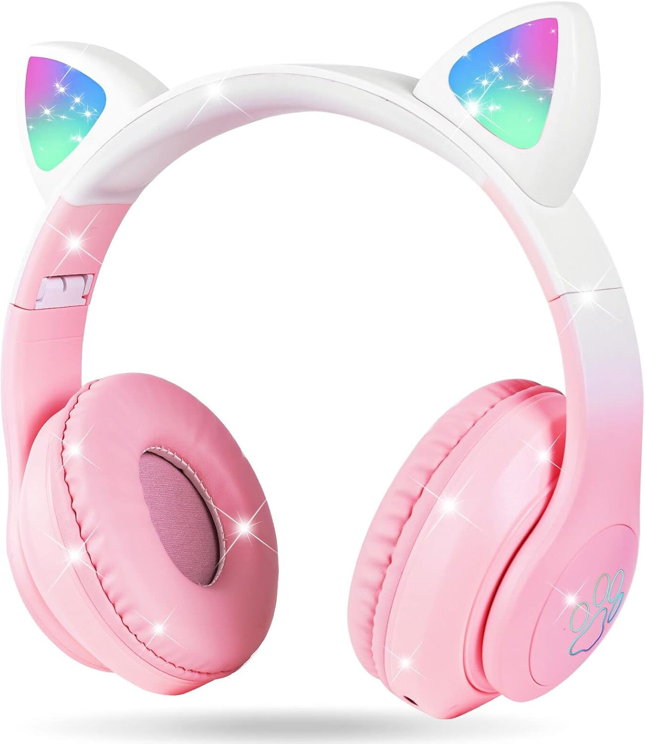 Cuffie Gaming Gatto per Bambine e Ragazze - LED RGB Bluetooth 5.0