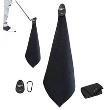 Magnetic Golf Towel, 16"x16" Microfiber, Strong Magnet  3 Black 16" 16"