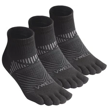 3 Pairs COOLMAX Five Finger Athletic Running Toe Socks Quarter Ankle Length