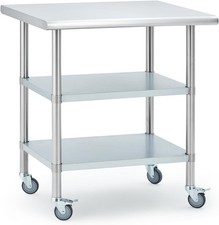24x30 Inch Stainless Steel Prep Table with Wheels Commercial Work Table