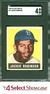 1948 LEAF GUM CO. #79 JACKIE ROBINSON RC DODGERS HOF PWCC A TOP 30% SGC 4