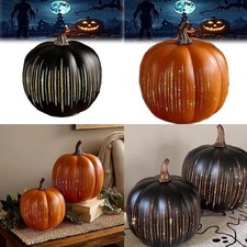 Twinkle LED Light Pumpkins, Timer Lighted Sparkling Starry Night Glass Pumpkins