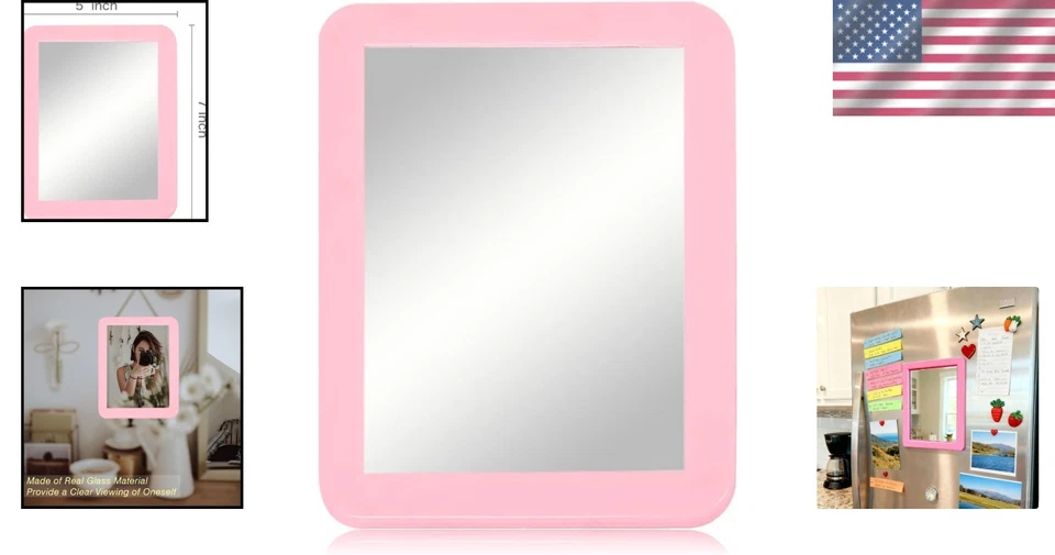 Magnetic Locker Mirror Small Real Glass Mirror for Locker Bathroom Refrigerat... - Image 2 of 4