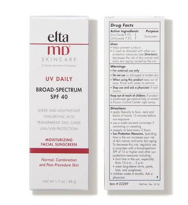 Elta MD UV Daily Facial Sunscreen SPF 40 1.7 oz EXP 2027/11 