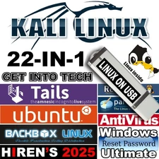 22-in-1 Bootable USB Drive for Linux Zorin, Mint Kali, Ubuntu, Tails, MX BACKBOX