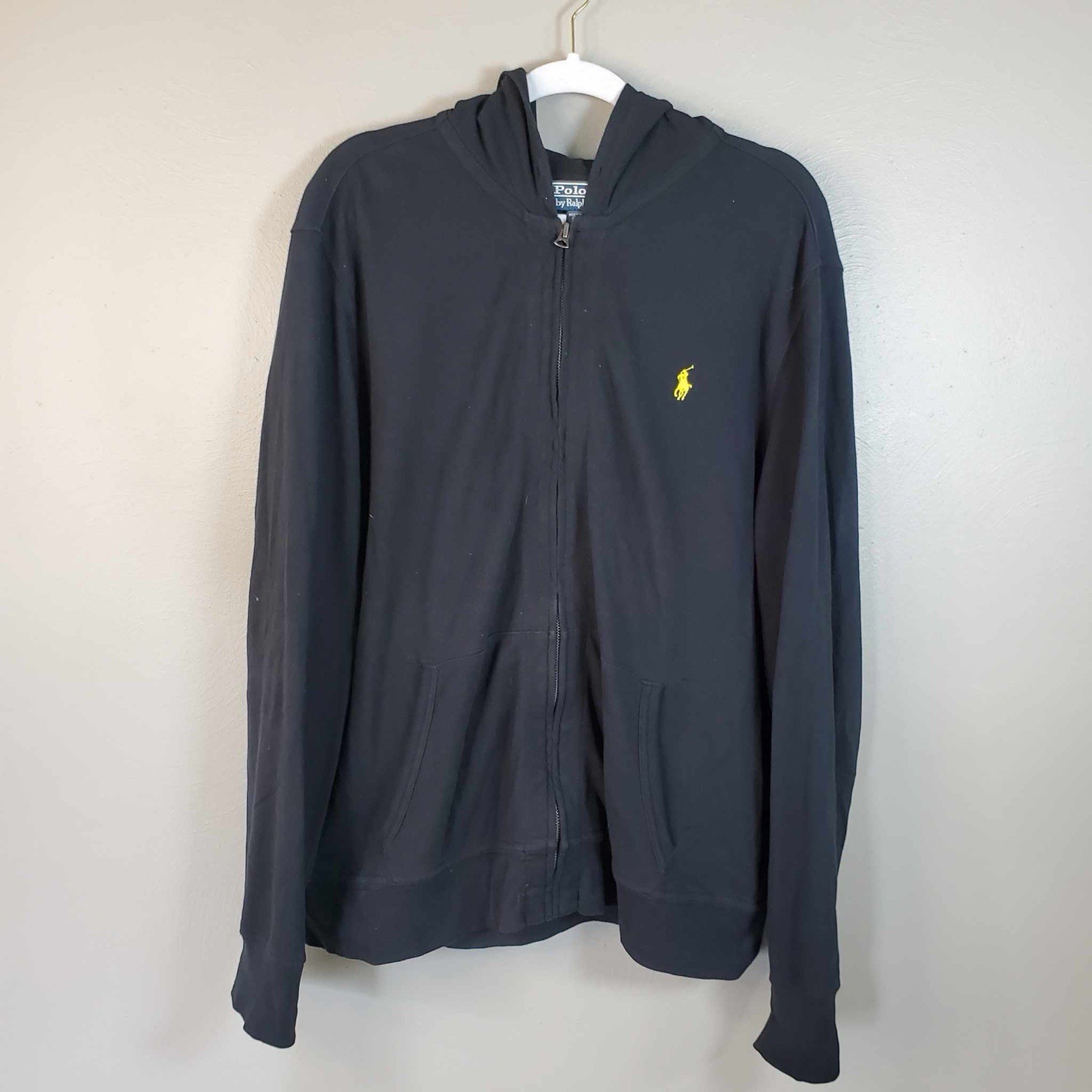Polo uomo by Ralph Lauren full zip con cappuccio giallo pony XL