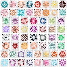 60 Pcs 2x2 Inch Reusable Mandala Stencils for Painting Mandala Dotting Crafts