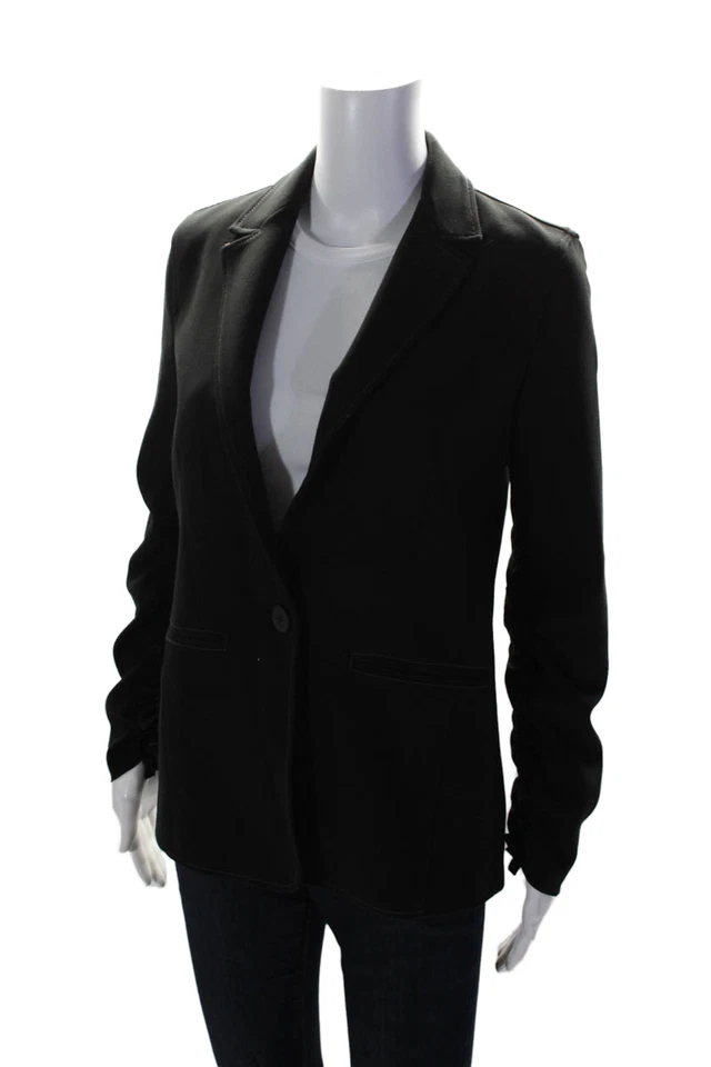 Blazer Elizabeth and James Mujer Texturizado Forrado Cuello Botón Elegante Negro Talla Foto 2 de 4