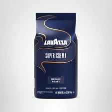 Lavazza Super Crema Whole Bean Coffee, 2.2lb Bag Medium Espresso Roast Blend