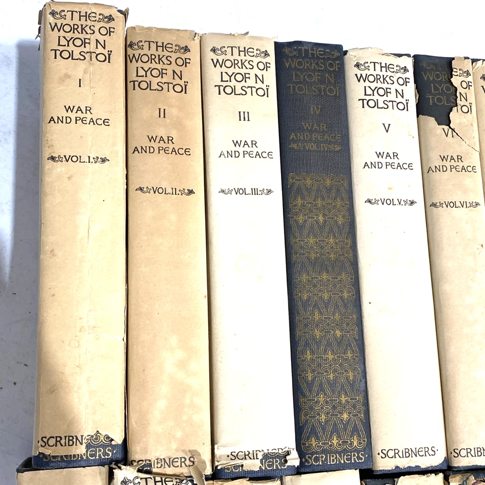 THE WORKS OF LYOF N TOLSTOI 1923 24 Book Volumes COMPLETE WAR AND PEACE LOT SET - Imagem 2 de 4