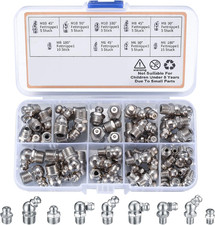 60Pcs Metric Grease Fittings Kit,Straight and Angled Grease Zerk Kit, M6 M8 M10