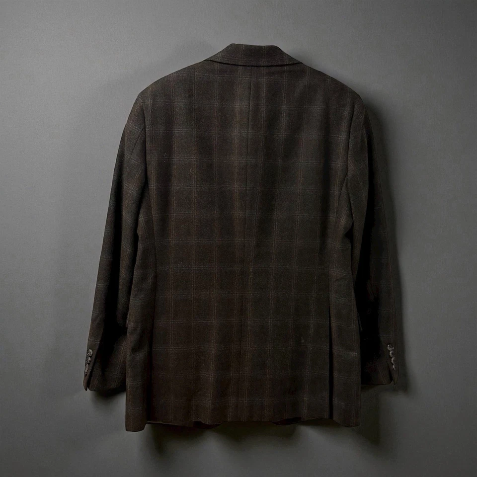 Chaqueta Blazer Hickey Freeman Hombre 38R Cachemir Marrón Ventana Cuadros Abrigo Deportivo Foto 2 de 4