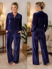 Alfred Dunner Womens Emblished Velour Jacket Set Size 6P Spence Pants SmallP NWT