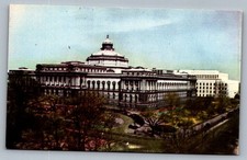 Postcard 1940s Library of Congress Wash. DC Linen Vintage Souvenir