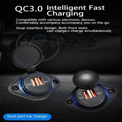 Double USB Port Car Charger with Quick Charge3.0 Technology 12V to 24V Input