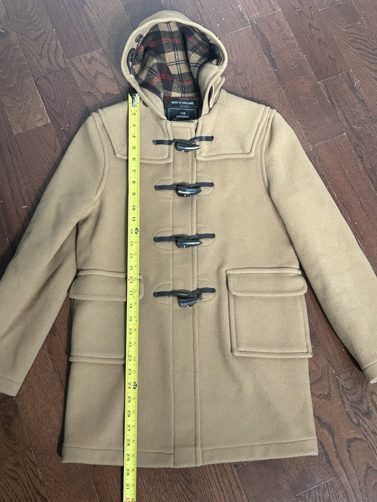 Gloverall Original Collection Camel Duffle Coat Wool Toggle Made England - product detail image 9