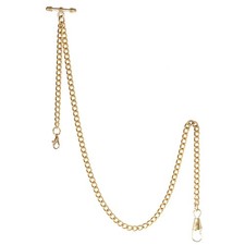 Pocket Watch Albert Chain T-Bar Watch Chain Link 16 inch 2 Hooks Bronze/Silve...