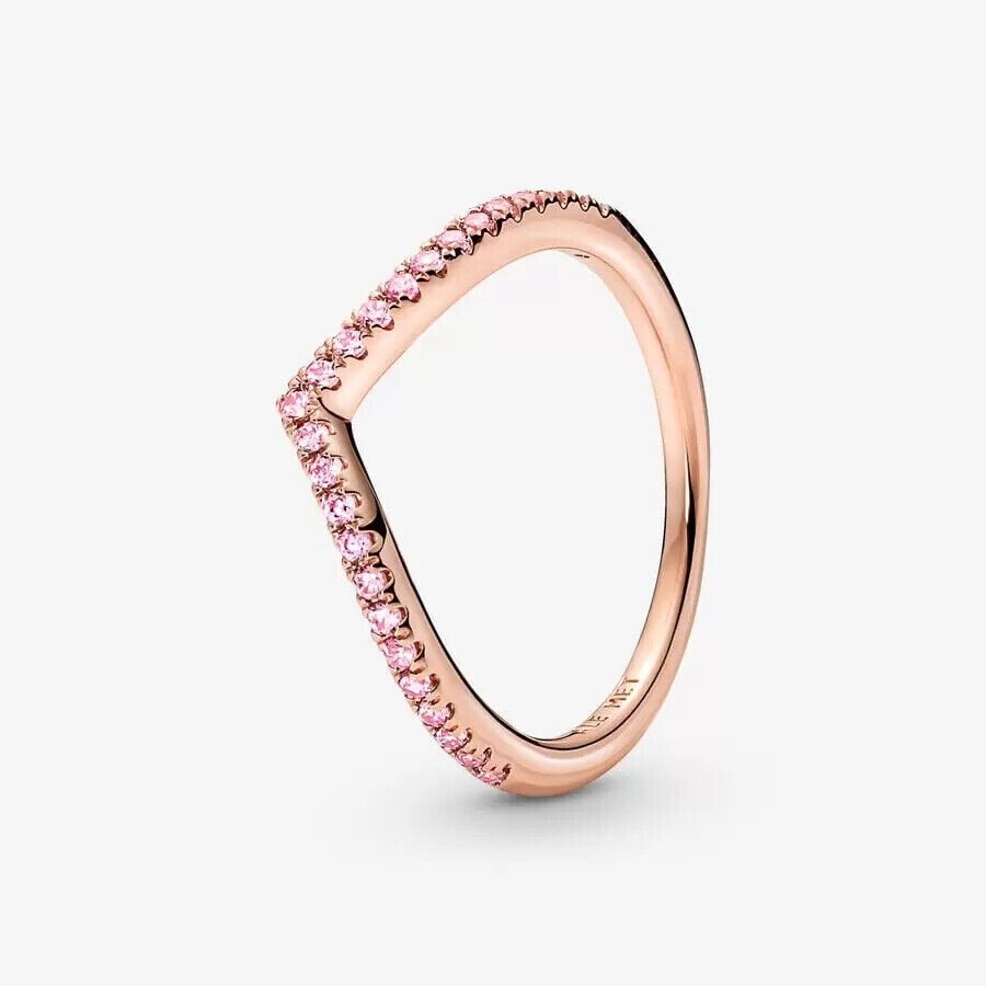 Pandora Timeless Rose Gold Plated Sparkling Pink Wish Ring