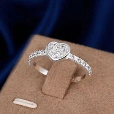 Fashion 925 Sterling Solid Silver Jewelry Women Men Heart Ring Size 5-10
