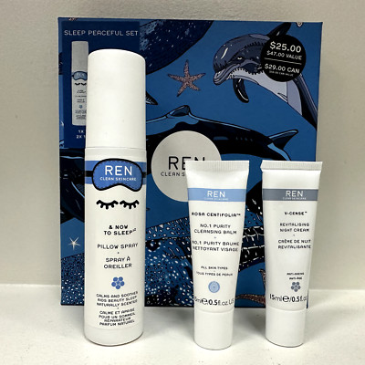 Ren Limited edition Sleep Peaceful Set Pillow Spray Night Cream & Balm