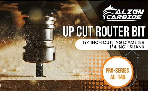 Align Carbide - 1/4" Up Cut Spiral Plunge Flat 1/4" Shank Router Bit. - Picture 3 of 7