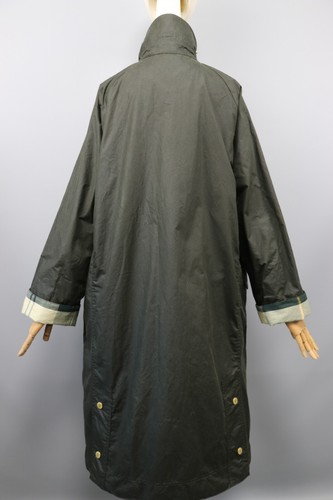 BARBOUR Bearden Wax cotton Green/Brown leather Coat Jacket Womens Size L - Picture 5 of 24