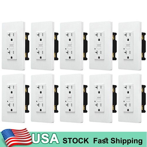 10er-Pack 20AMP GFCI GFI Sicherheitssteckdose Buchse mit Wandplatte LED Anzeige TR WR