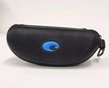 Genuine Costa Del Mar Sunglasses Hard Zip Up Clam Shell Case Black w/Blue Logo