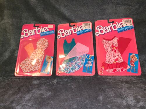 3 - Vintage 1988* Barbie Feeling Pretty Fashions Stroje - W bardzo dobrym stanie - Zapieczętowane - NOWE - Zdjęcie 1 z 9