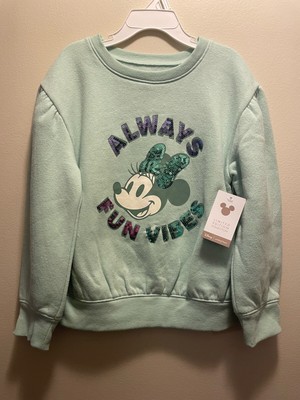 Disney Jumping Beans Minnie Mouse Sweat Shirt Mint Green w/Sequins Girls Size 6X