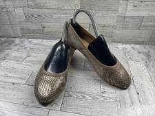 Sofft Ballet Flats Women 6.5 M Shoes Brown Gold Leather Snake Slip On Comfort