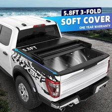 3 Fold 5'8'' Soft Tonneau Cover For 04-07 Chevy Silverado GMC Sierra Truck Bed