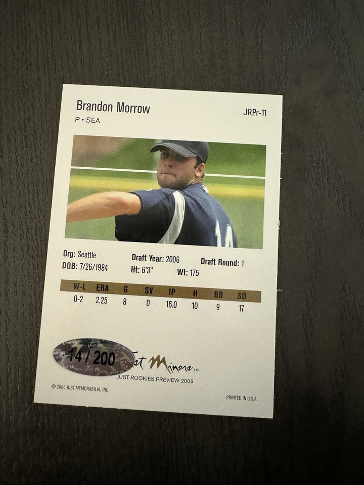 2006 Just Minors Rookies Preview Auto /200 #JRPr-11 BRANDON MORROW Signed Card - Image 2 of 3
